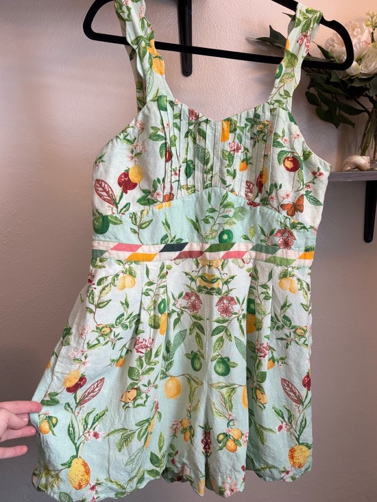 Anna Pants - Anthropologie Ranna Gill Green Floral Fruit Romper M